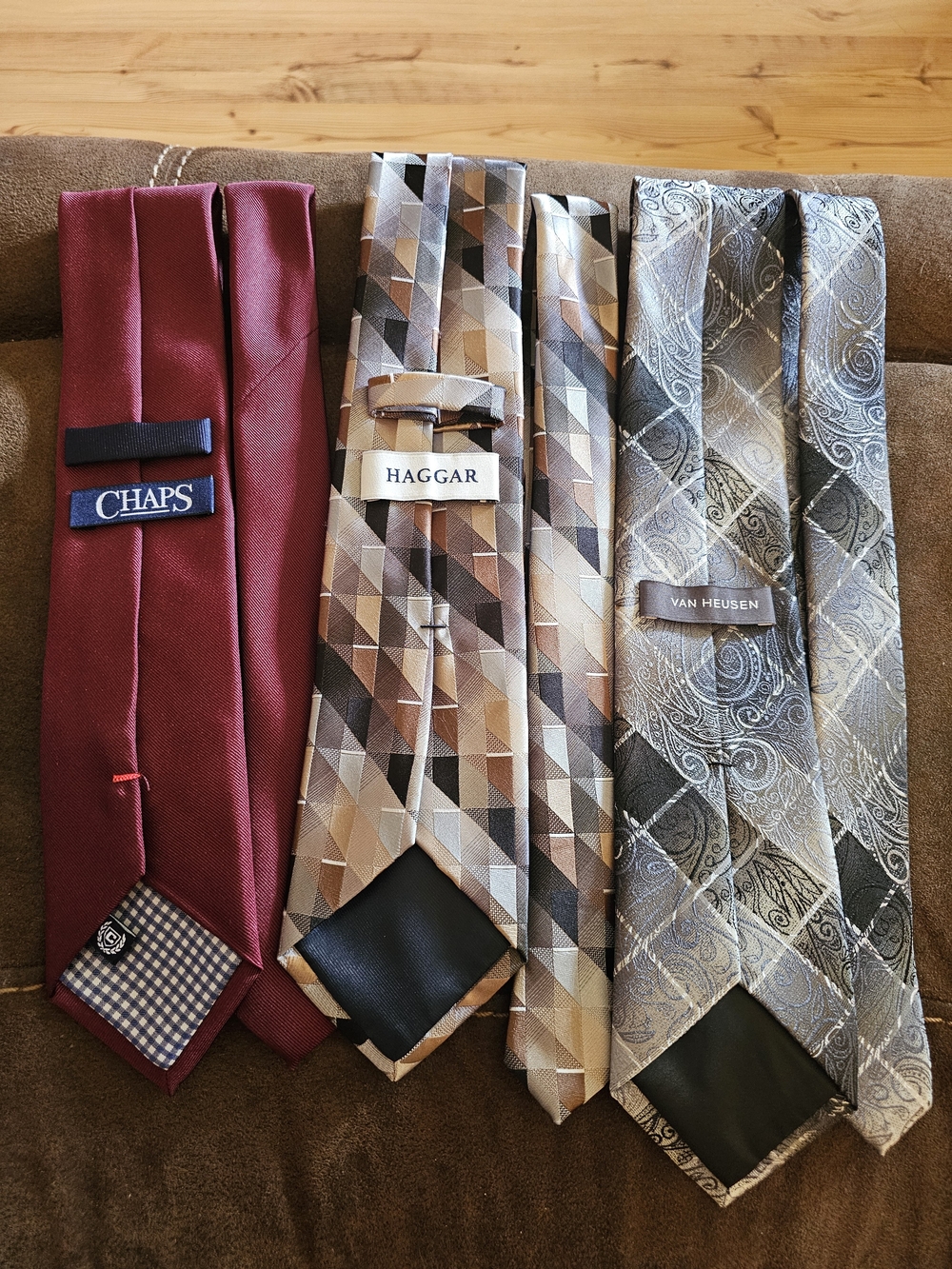 Men’s Necktie Bundle Lot of 3 - Chaps, Haggar, Van Heusen Solids & Patterns
